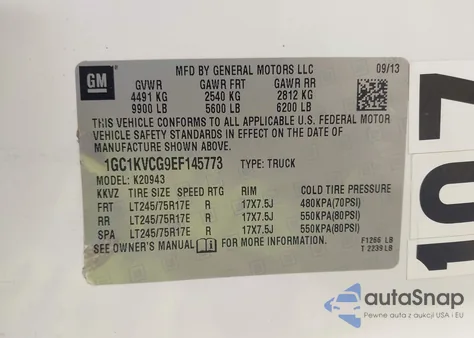 2014 Chevrolet Silverado 2500Hd Work Truck z USA, uszkodzony, nr VIN 1GC1KVCG9EF145773